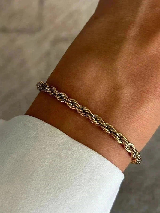Bracelet femme torsadé, bracelet acier inoxydable doré, style élégant, cadeau femme