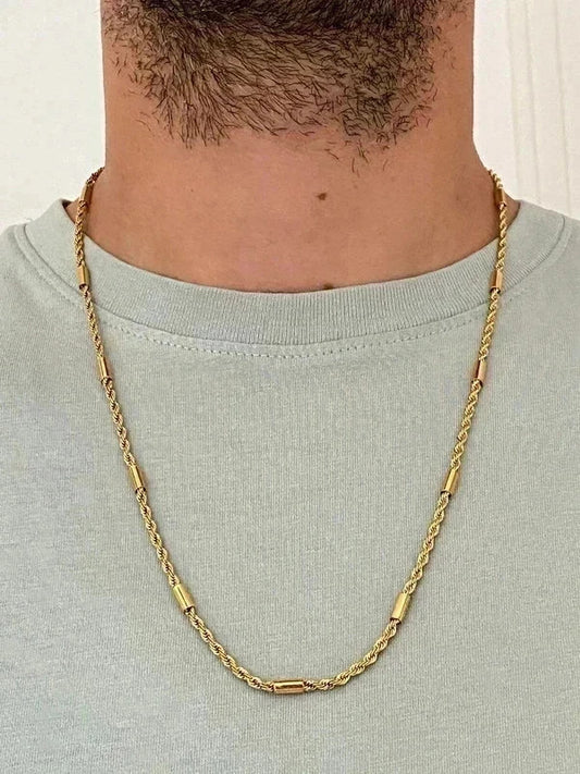 Collier homme en acier inoxydable, collier chaîne torsadée avec maillons, cadeau bijou homme