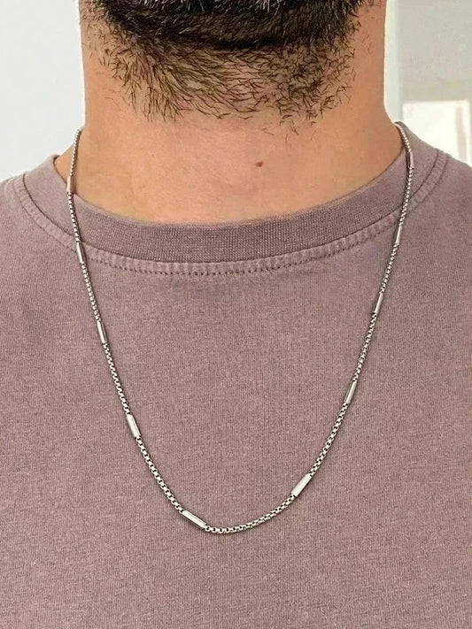 Collier homme en acier inoxydable, collier chaîne sétaire avec maillons, cadeau pour homme