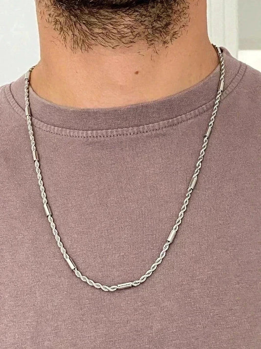 Collier homme en acier inoxydable, collier chaîne torsadée avec maillons, cadeau bijou homme