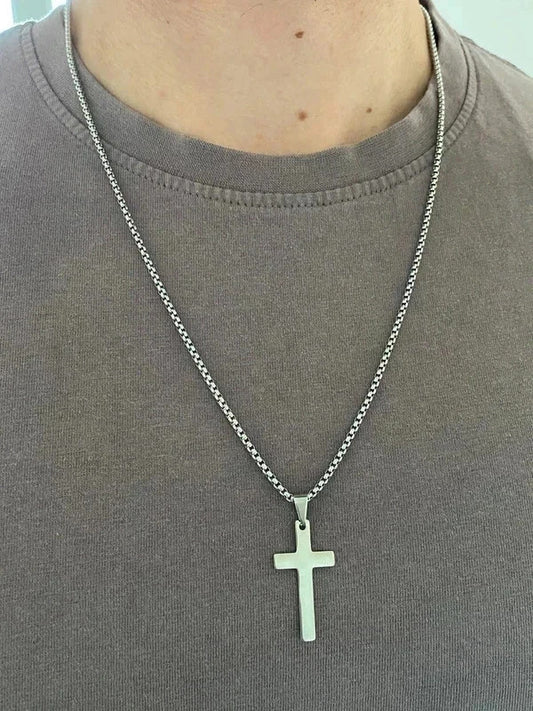 Collier pendante croix acier inoxydable, collier chaîne chrétienne, collier homme, cadeau religieux