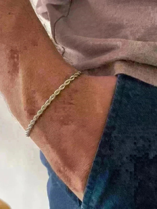 Bracelet torsadé en acier inoxydable, bracelet chaîne torsadée, bijou homme, cadeau pour lui
