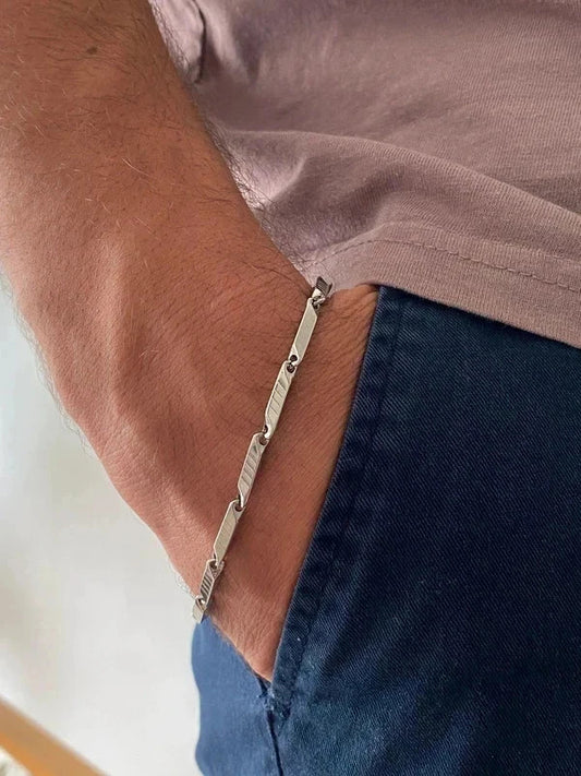 Bracelet homme en acier inoxydable, bracelet gourmette unisexe, accessoire homme