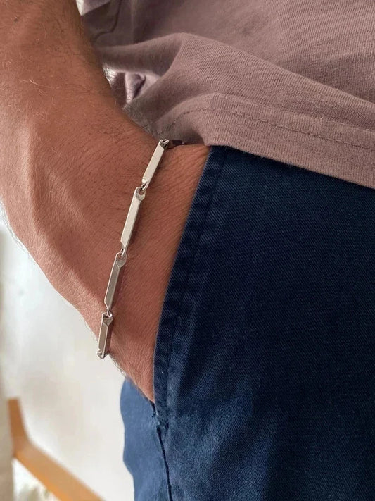 Bracelet homme en acier inoxydable, bracelet gourmette unisexe, accessoire homme