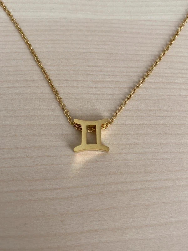 Collier pendentif zodiaque en acier inoxydable, collier chaîne dorée, signe gémeaux, idée cadeau