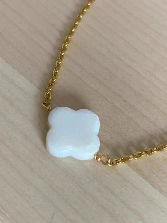 Bracelet pierre naturelle trèfle, bracelet à breloques, bracelet chaîne acier inoxydable