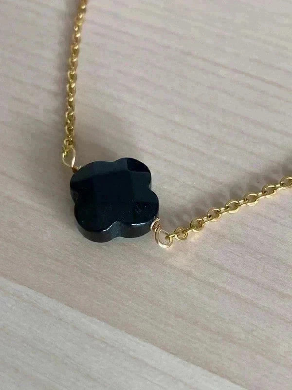 Bracelet pierre naturelle trèfle, bracelet à breloques, bracelet chaîne acier inoxydable