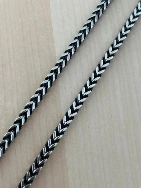 Collier homme en acier inoxydable, collier chaîne blé, cadeau bijou homme