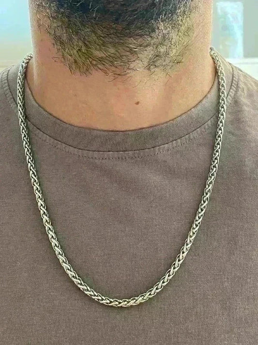 Collier en acier inoxydable, collier chaîne byzantine, bijou homme, cadeau pour lui