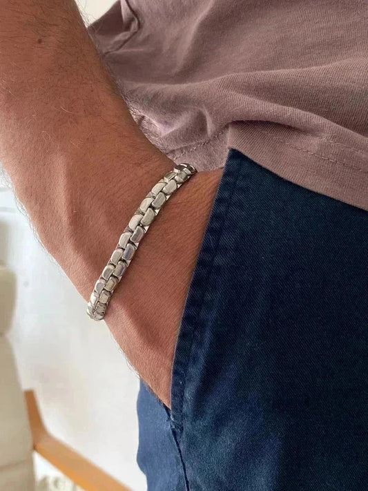 Bracelet homme en acier inoxydable, bracelet chaîne escalier, cadeau papa, cadeau pour lui