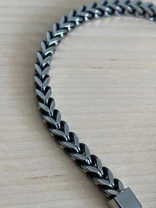 Bracelet homme en acier inoxydable, bracelet chaîne blé, bijou homme, cadeau pour lui