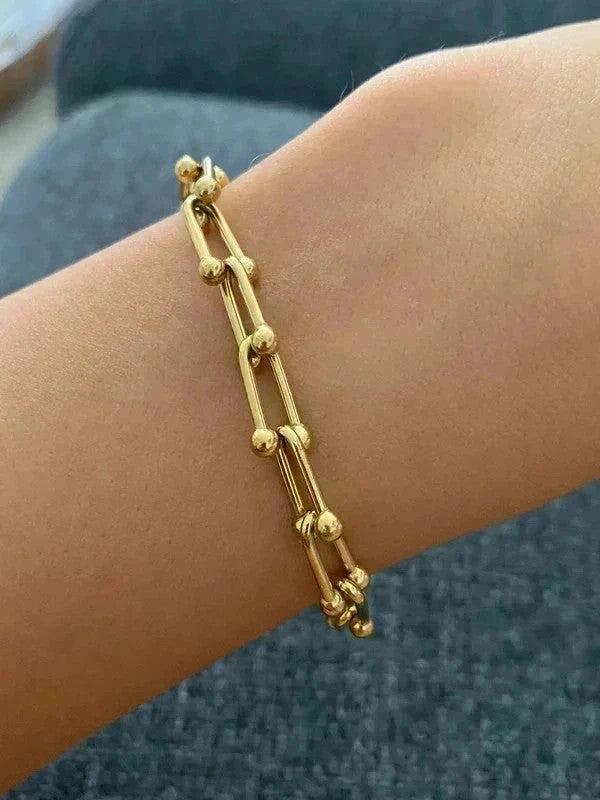 Bracelet chaîne à maillons, bracelet style fer à cheval, cadeau unisexe