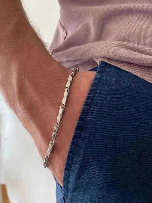 Bracelet homme en acier inoxydable, bracelet gourmette unisexe, accessoire homme