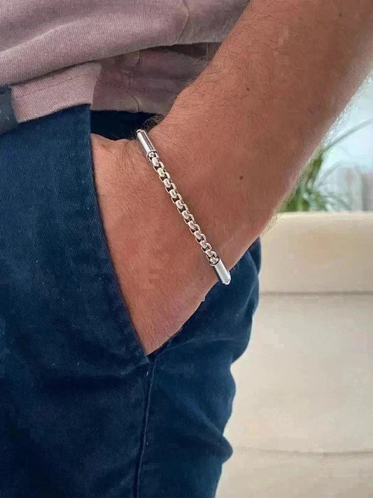 Bracelet homme acier inoxydable, bracelet chaîne sétaire, cadeau pour lui