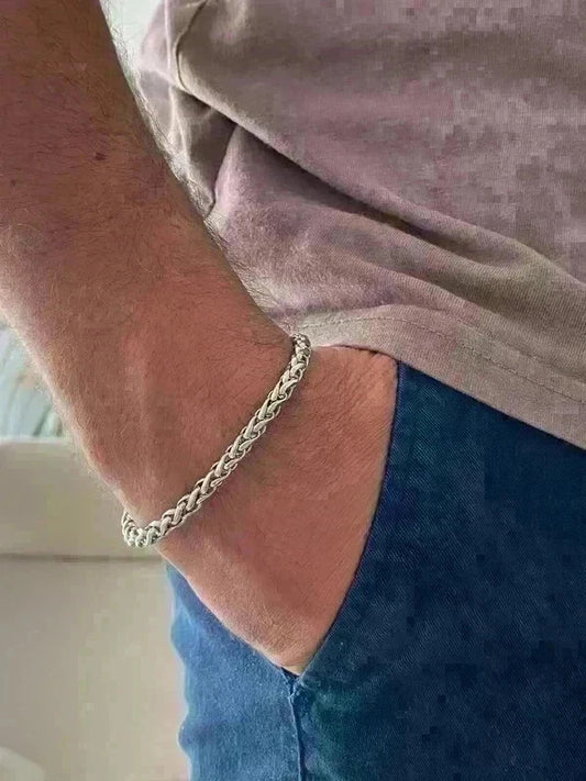 Bracelet en acier inoxydable, bracelet chaîne byzantine, bijou homme, cadeau pour lui