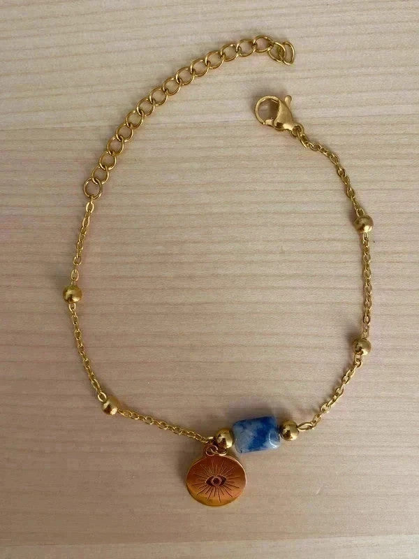 Bracelet Chaîne en Acier Inoxydable avec Perles en Pierre Naturelle, cadeau parfait