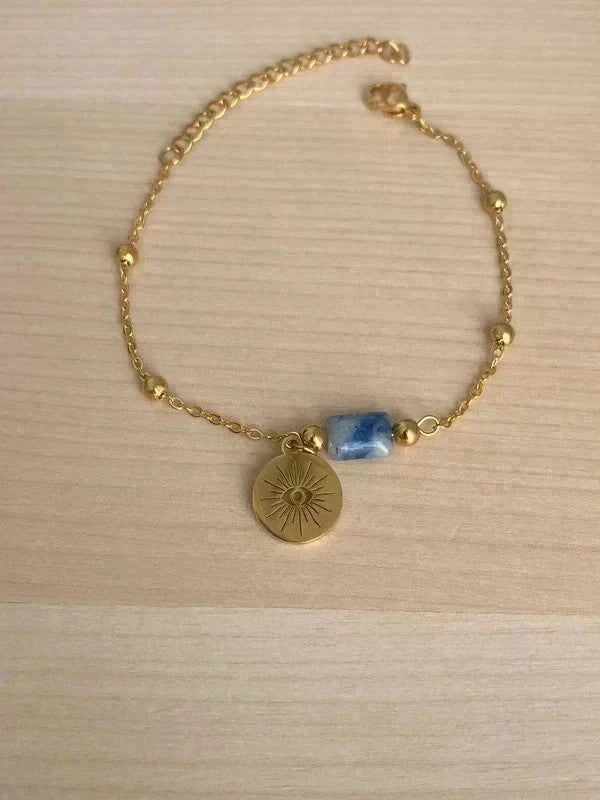 Bracelet Chaîne en Acier Inoxydable avec Perles en Pierre Naturelle, cadeau parfait