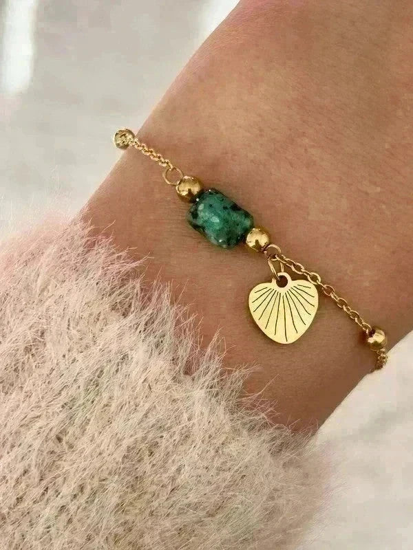 Bracelet Chaîne en Acier Inoxydable avec Perles en Pierre Naturelle, cadeau parfait