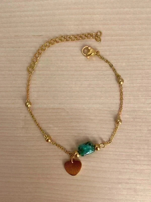 Bracelet Chaîne en Acier Inoxydable avec Perles en Pierre Naturelle, cadeau parfait