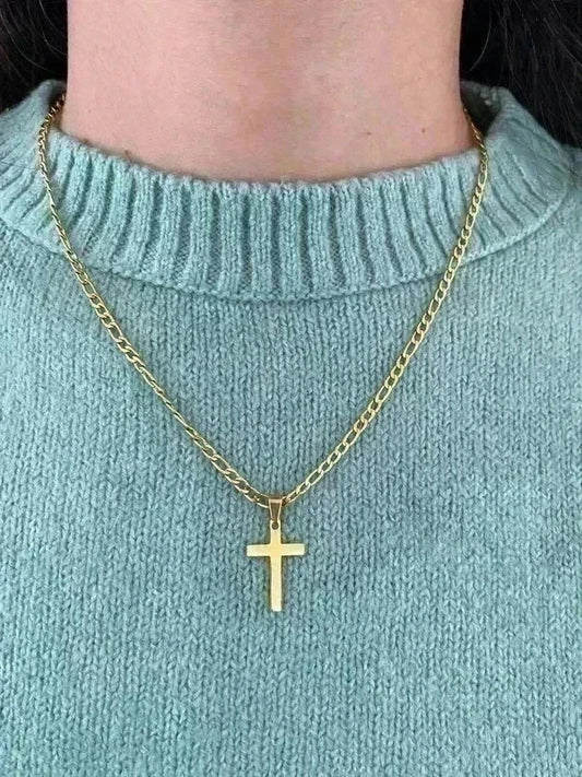 Collier pendante croix acier inoxydable, collier chaîne chrétienne, collier homme, cadeau religieux