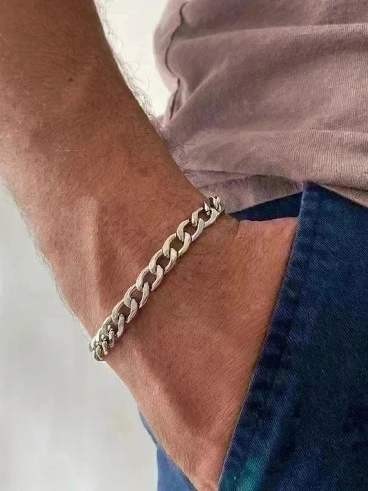 Bracelet homme en acier inoxydable, bracelet chaîne vigne, bijou homme, cadeau pour lui
