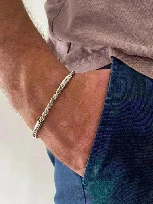 Bracelet en acier inoxydable, bracelet chaîne byzantine avec maillons, bijou homme, cadeau pour lui