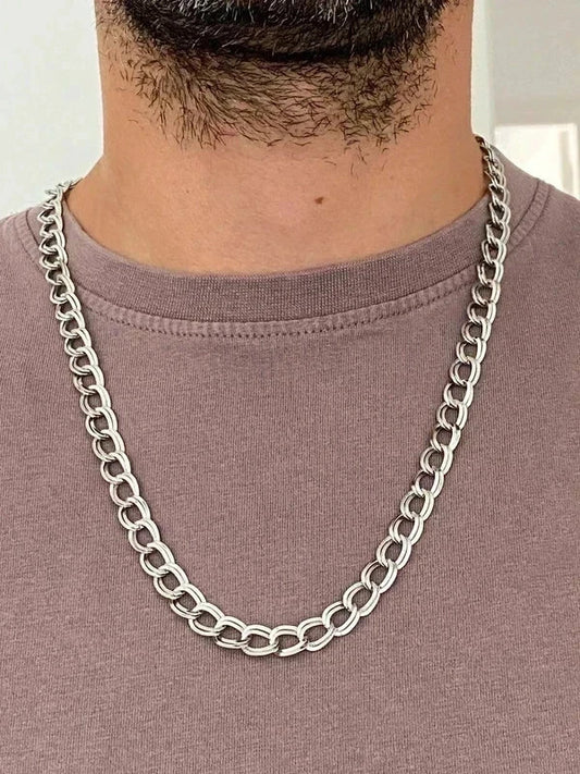 Collier homme en acier inoxydable, collier chaîne trombone, cadeau bijou homme
