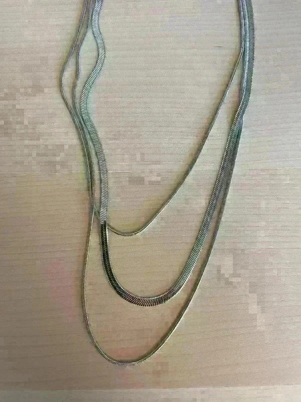 Collier à trois chaînes serpents, ensemble de colliers multi-chaînes argentées, cadeau pour elle