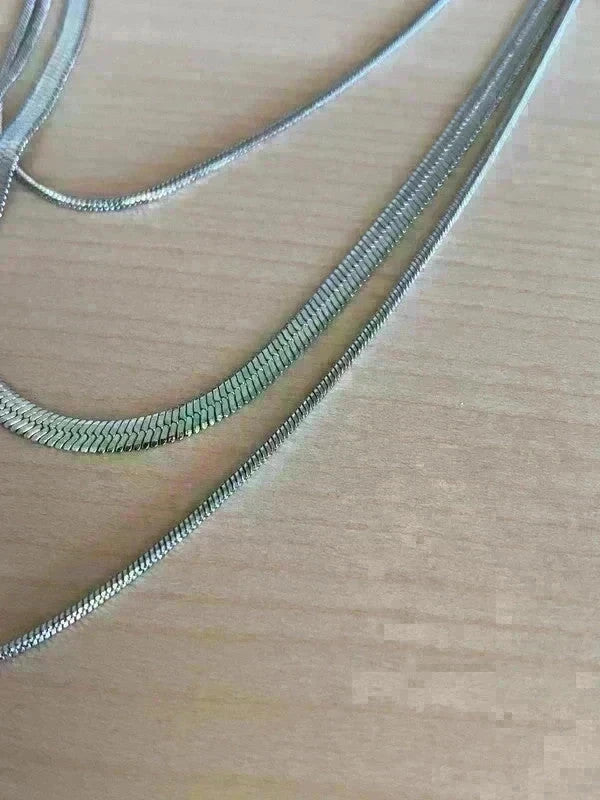 Collier à trois chaînes serpents, ensemble de colliers multi-chaînes argentées, cadeau pour elle