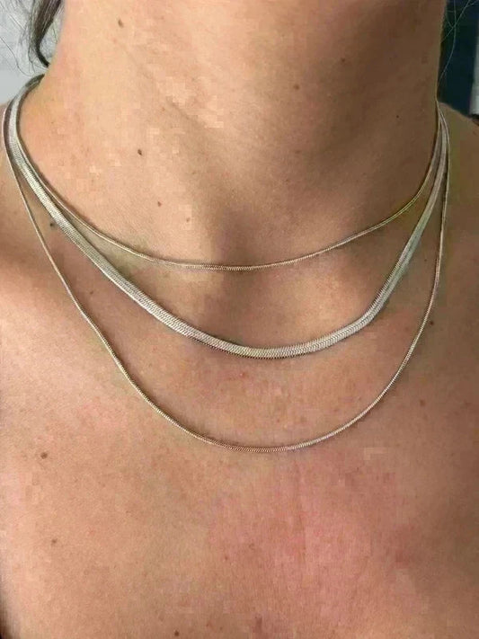 Collier à trois chaînes serpents, ensemble de colliers multi-chaînes argentées, cadeau pour elle