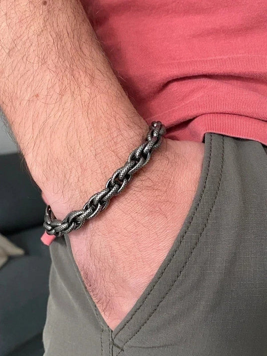 Bracelet homme en acier inoxydable, bracelet chaîne kerberos modèle antique, cadeau pour lui