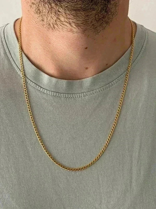 Collier homme en acier inoxydable, collier chaîne dorée cubaine, bijou homme, cadeau pour lui