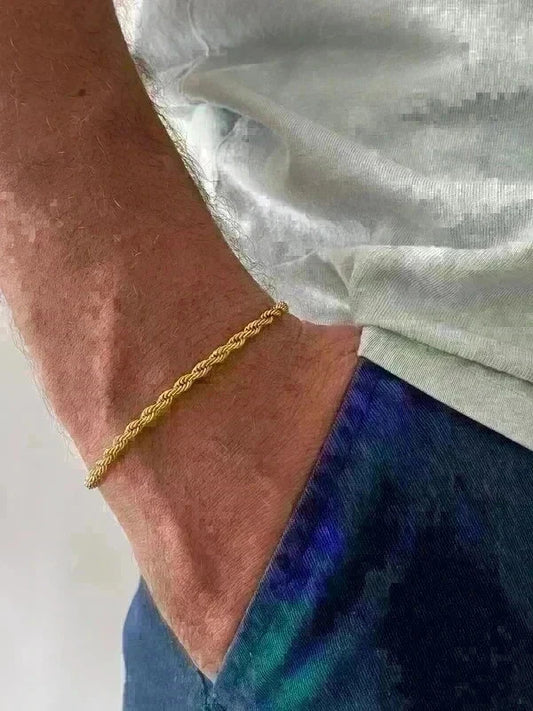 Bracelet torsadé en acier inoxydable, bracelet chaîne torsadée, bijou homme, cadeau por lui
