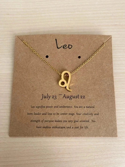 Collier pendentif zodiaque en acier inoxydable, collier chaîne dorée, signe Leo, idée cadeau