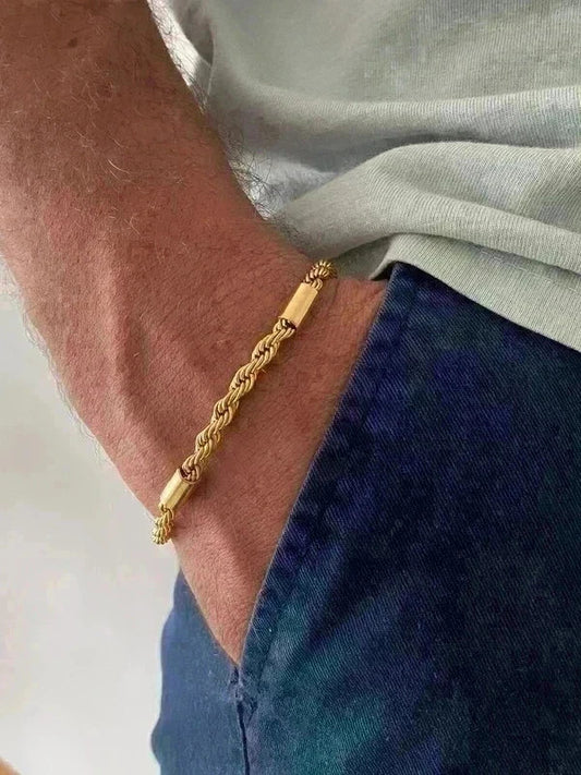 Bracelet homme en acier inoxydable, bracelet chaîne torsadée avec maillons, bijou homme