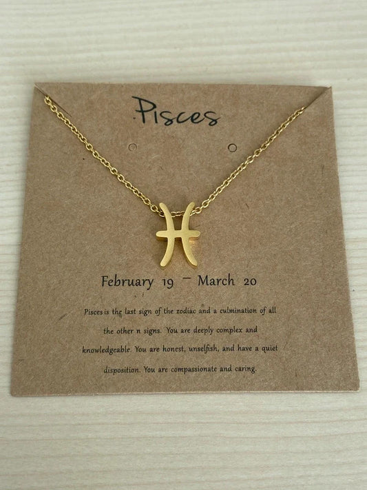 Collier pendentif zodiaque en acier inoxydable, collier chaîne dorée, signe poissons, idée cadeau