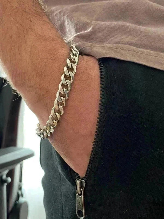 Bracelet homme en acier inoxydable, bracelet chaîne cubaine 10mm, cadeau pour lui