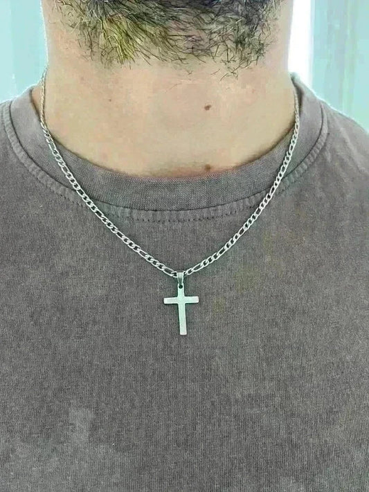 Collier pendante croix acier inoxydable, collier chaîne chrétienne, collier homme, cadeau religieux
