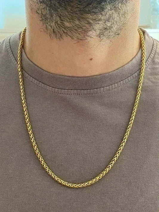 Collier en acier inoxydable doré, collier chaîne byzantine, bijou homme, cadeau pour lui