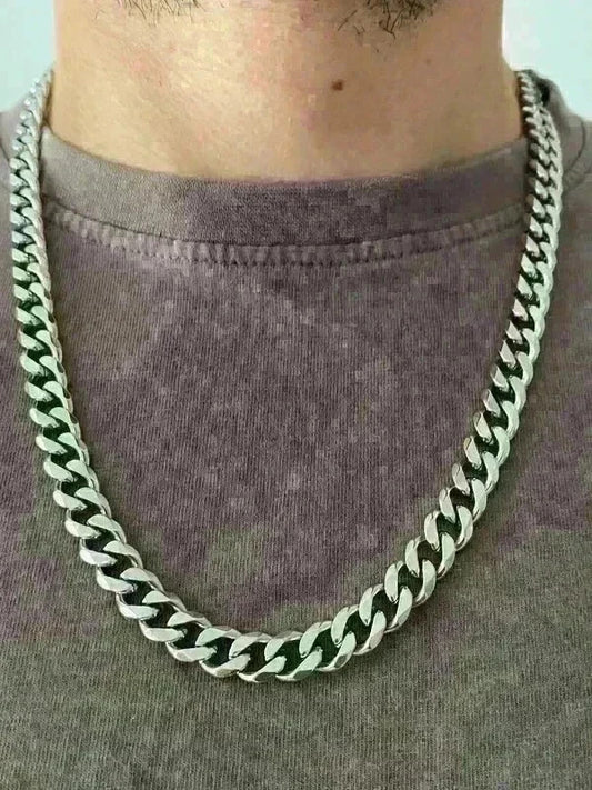 Collier homme en acier inoxydable, collier chaîne cubaine 10mm, cadeau pour lui