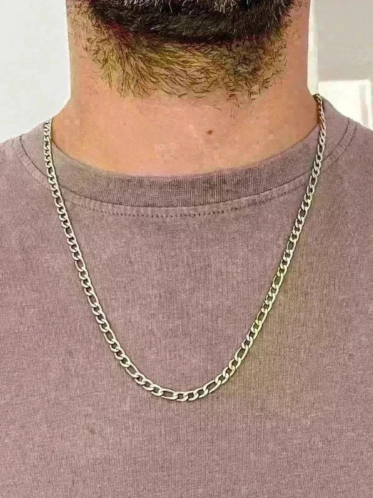 Collier homme en acier inoxydable, collier chaîne figaro, bijou homme, cadeau pour lui