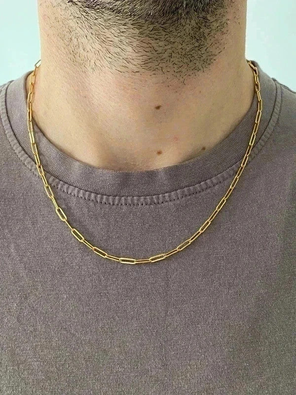 Collier homme en acier inoxydable, collier chaîne trombone fin, bijou homme, cadeau pour lui