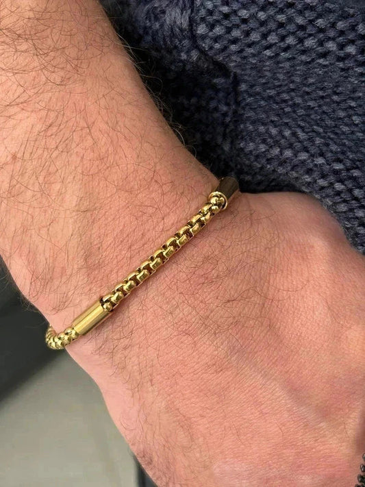 Bracelet homme en acier inoxydable, bracelet chaîne sétaire avec maillons, cadeau pour lui
