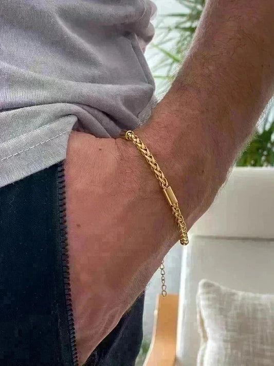 Bracelet en acier inoxydable, bracelet chaîne byzantine avec maillons, bijou homme, cadeau pour lui