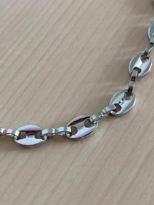 Bracelet homme acier inoxydable argenté, bracelet graine de café, cadeau papa, cadeau pour lui