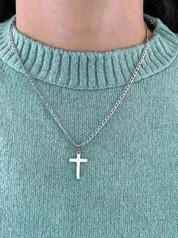 Collier pendante croix acier inoxydable, collier chaîne chrétienne, collier homme, cadeau religieux