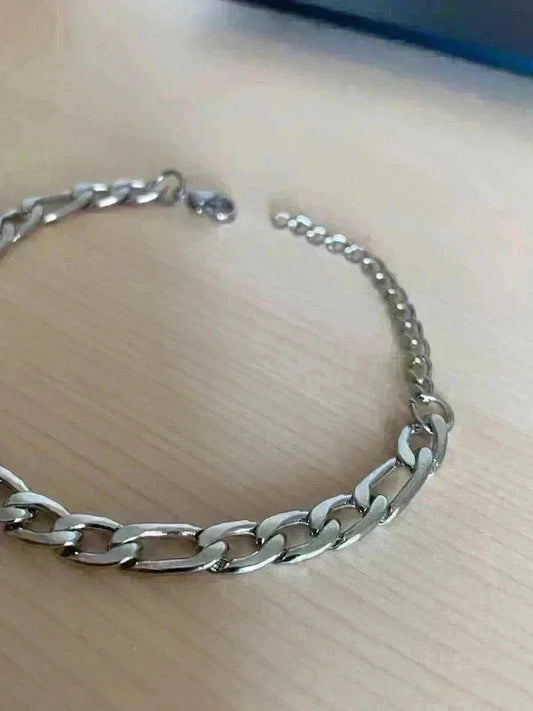 Bracelet homme acier inoxydable, bracelet chaîne figaro, cadeau pour lui