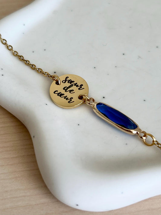 Bracelet sœur pierre de naissance, bracelet sœur de cœur, bracelet amitié, cadeau sœur, cadeau pour meullieure amie, cadeau fête des mères