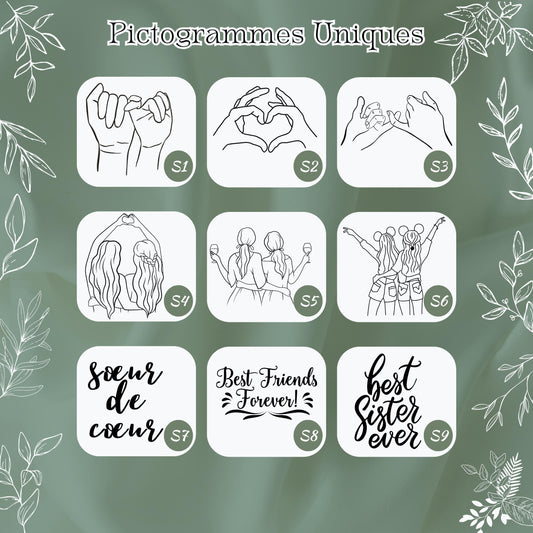 Bracelet personnalisé en acier inoxydable, bracelet sœur de cœur, bracelet breloque ronde, bracelet chaîne ajustable, cadeau fête des mères