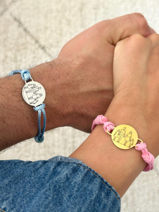 Bracelet Cordon Personnalisé, Bracelet Ajustable, Gravure au Choix, Bracelet famille, Cadeau Maman - Papa, Bijou Minimaliste, fête des pères